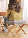 Household Small Stool Foldable Sofa Stool for Living Room Foot Stool Beech Wooden Leisure Low Stool Portable Desk Footrest
