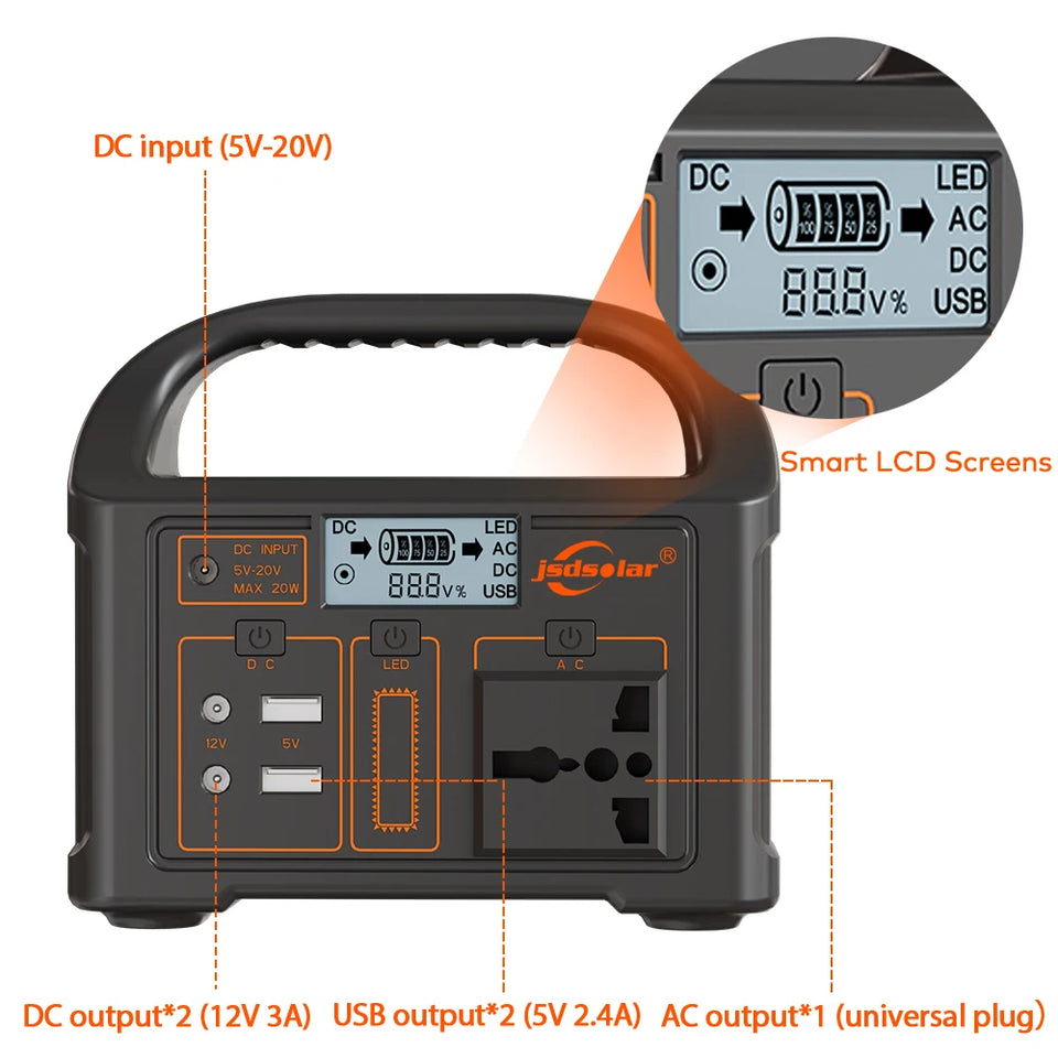 Gaiaray Portable Power Station 100W 24000mAh LiFePO4 Charging Energy Station Solar Generator AC 220V Power Bank for Camping