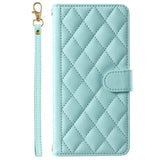 Crossbody Checkered Leather Wallet Case For Samsung Galaxy S24 Ultra S23 Plus S22 S21 FE A55 A25 A35 A15 Lanyard Flip Bag Cover