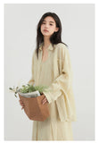 CHIC VEN Women Dress Sets Stripe Shirt Loose Casual Long Sleeve Sunscreen Blouses Camisole V-neck Dresses Spring Autumn 2025