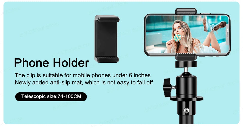 200/170/150/55cm Selfie Tripods Aluminum Light Stand For Phone Stand Mount Digital Camera Tripod With Clip Bluetooth Controller