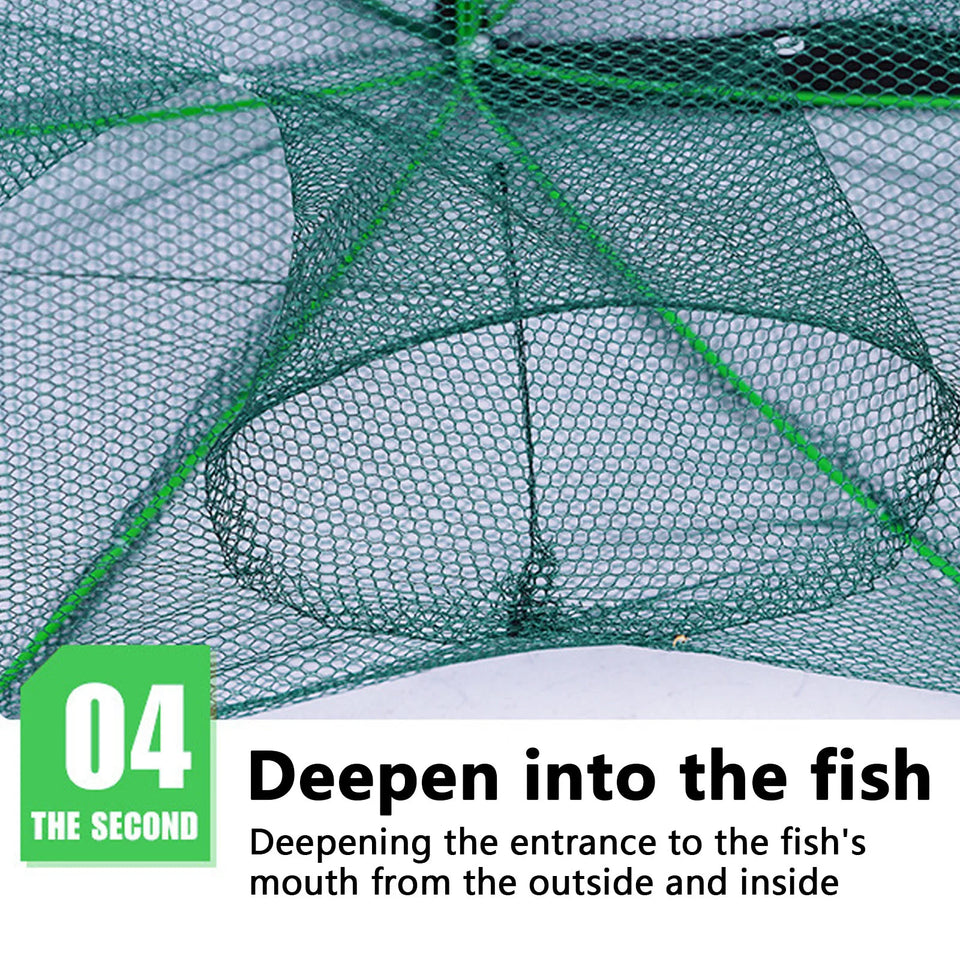 Folding lobster cage 2025 new style fishing trap fishing tool kit fish shrimp crayfish crab fishing net nylon material