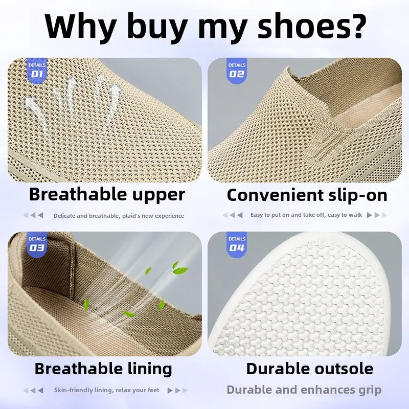 Men's Spring New Knitted Breathable Single Shoes, Dad's Shoes, Men's Casual Shoes, Comfortable Men's Shoes  sneakers