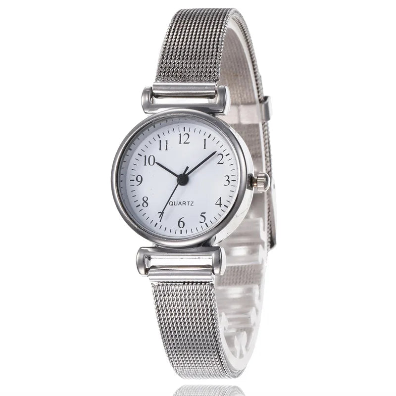 Fashion Watches for Women Female Watches Clock Luxury Wrist Watch White Stainless Steel Band Classic Quartz Watches Daily Gifts