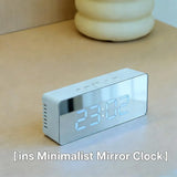 Electronic Mirror LED  Digital Alarm Clock, Temperature Date Display Mini Table Clock for Bedroom Home Office Teens Kids