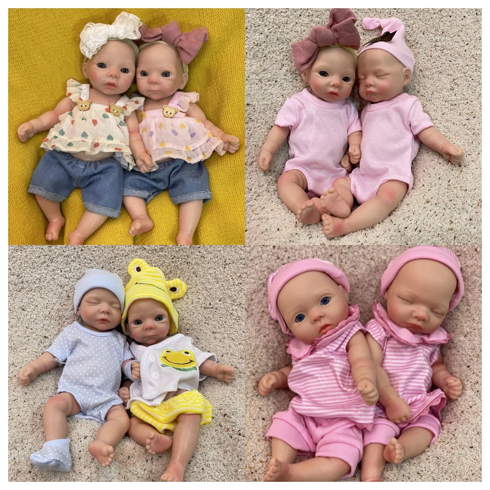 AnjoDoll 10Inch Silicone Girls Whole Body Soft Solid Silicone Reborn Doll Handmade Painted Washable Play Dolls Toys For Gifts