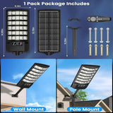 2/1pcs 100000LM Solar Light Commercial LED Outdoor Dusk To Dawn Solar Street Light Road Area Lamp Backyard Security Lighting