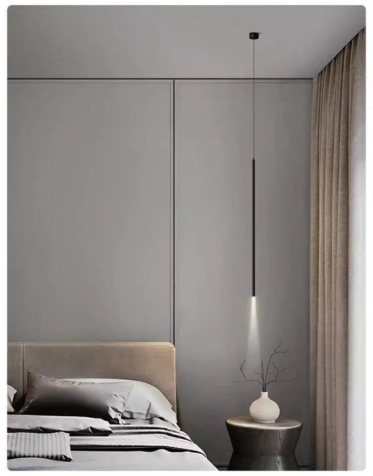 Modern Minimalist LED Longer Pendant Lights For Bedroom Bedside Reading Chandelier Lamps Living Room Bar Coffee Decor Fixtures
