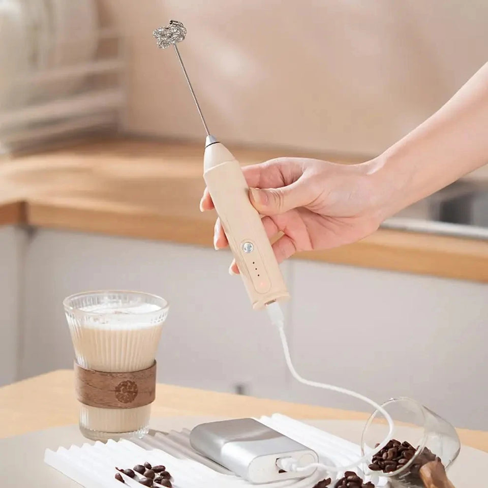 1 electric coffee frother, milk frother, egg beater, handheld 3-speed rechargeable cream maker, 3-speed kitchen mixer