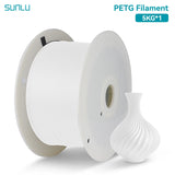 SUNLU 5KG PETG/PLA/PLA PLUS 3D Filament 1.75mm Large Spool Neatly Wound Big Roll Printing Filament for Most FDM 3D Printer
