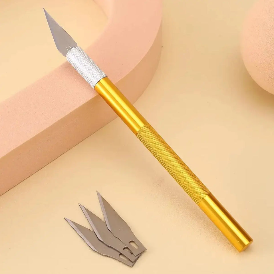 Metal Engraving Craft Knife Non-Slip Handle Gold Silver Hobby Carving Scalpel Utility Knife Art Stationery DIY Craft Supplies