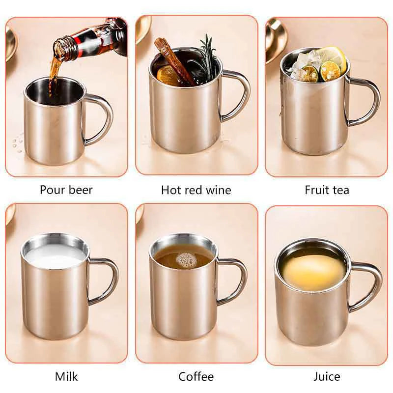 Travel Tumbler Jug Children's Milk Tea Cups Office Water Mug Double Wall 304 Stainless Steel Coffee Mug Without Lid Portable Cup