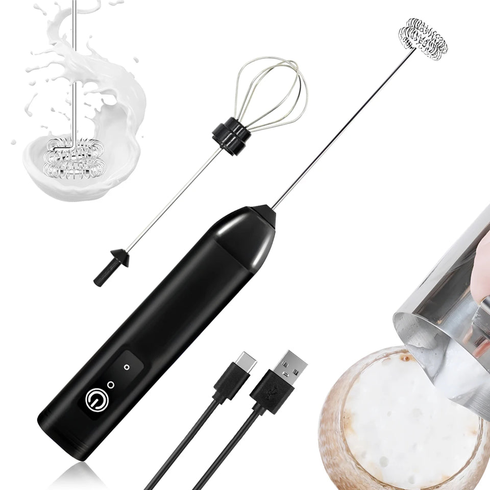 1Pc Electric Milk Frother Coffee Milk Frother Coffee Mixer 500mAh USB-Charging Portable Egg Beater Coffee Milk Mixing Blender