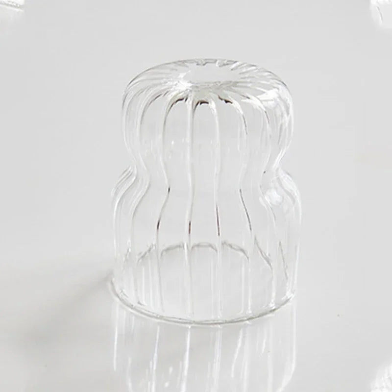 250ML Ins Iced Milk Coffee Glass Cups Ribbed Drinking Glasses Glassware for Cocktail Beer Soda Juice Home Bar Party Gift