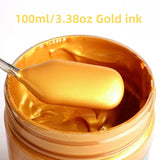 50/100/300ml Golden Acrylic Paint Metal Pearlescent Hand-painted Gypsum Glue Waterproof and Non-fading DIY Painted Paint