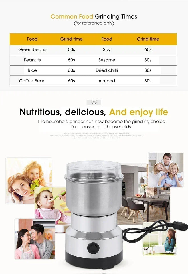 Stainless Electric Grinder 4Blades Fast Grinding Multifunction Smash Machine Household Coffee Beans Rice Mill Grinder 200W/400W