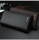 Men's PU Leather Long Clutch, Thin Business Card Holder, Men's Wallet, Brown, Black, Coffee, Pocket Coin Purse, Fashion 2024