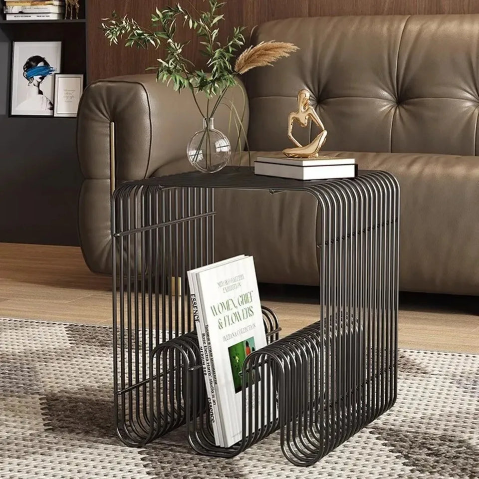 Sleek Modern Metal Shelf - Multi-Functional Wall & Floor Organizer for Coffee Tables, Sofas, and Bedside Storage