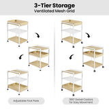 WOLTU 1PC Side Table 3-Tier Coffee Table Rolling Storage Cart with Removable Top Small End Table for Sofa Living Room Storage