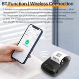 Receipt Printer Portable 58mm Mobile Thermal Printer Wireless BT Mini Bill Ticket Printing Printer with 1pcs Thermal Paper Rolls