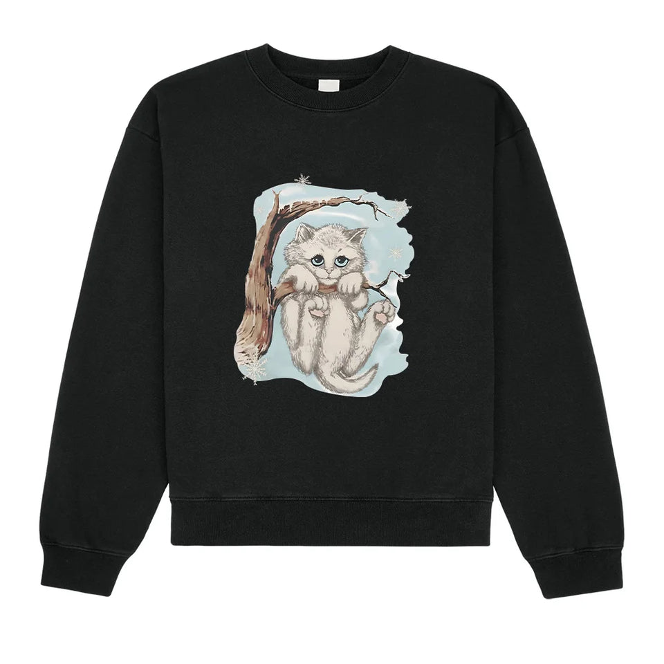 Opalite Kitten in Tree Sweatshirt 90s Nostalgia Playful Cat Crewneck Showgirl Gift Idea Clothes Unisex TS Opalite Music Pullover
