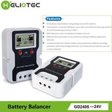 HELIOTEC 24V LED Display Battery Equalizer 2 x 12V Flood AGM Lead Acid Battery Bank Voltage Active Balancer Discharge Regulator