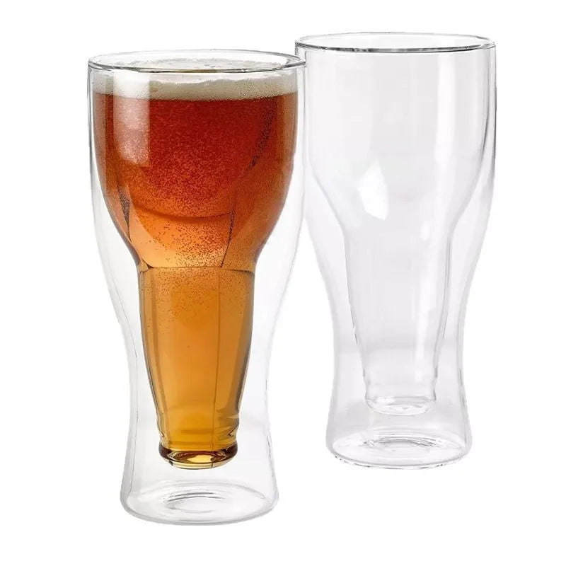 Creative Double Layer Glass Beer Mug Coffee Milk Water Cup Juice Drink Cups Wine Glass Home Drinkware Bar Accessories