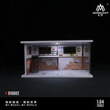 Diorama 1/64 Car Parking Lot with LED Lighting Japanese Commercial Building Model Scene Garage Display Model US