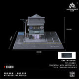 Diorama 1/64 Car Parking Lot with LED Lighting Japanese Commercial Building Model Scene Garage Display Model US