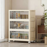 Collapsible Sturdy Storage Cabinet with Drawers and Wheels - Roomy Multi-purpose PP Organizer - Durable Storage Shelf