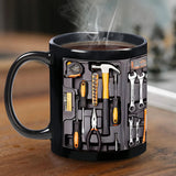 11OZ Coffee Mug Toolbox Design Wrench Pattern Mechanic Water Cup Ceramic Mechanic Mug Themed C-Shaped Handle Car Mechanic Gift
