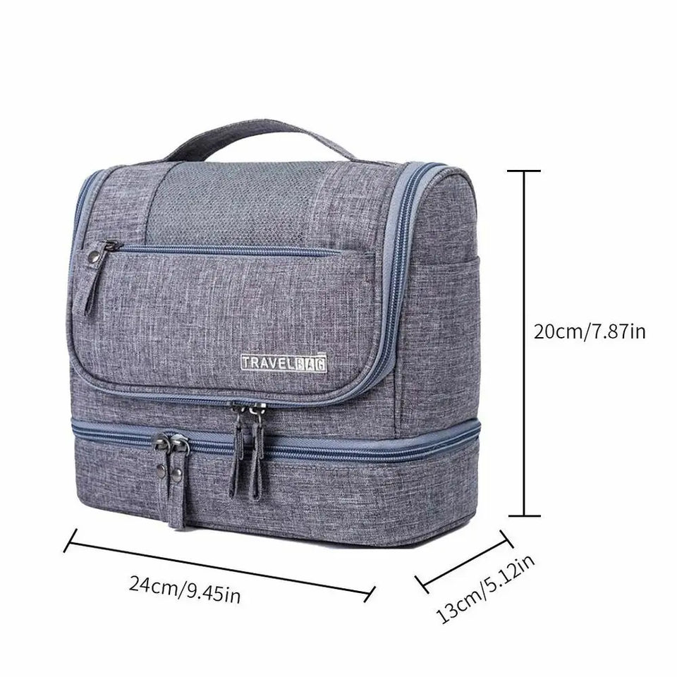 Foldable Toiletry Washbag with Hanging Hook Waterproof Women Bathroom Cosmetic Storage Bag Large Capacity Travel Men Makeup Case