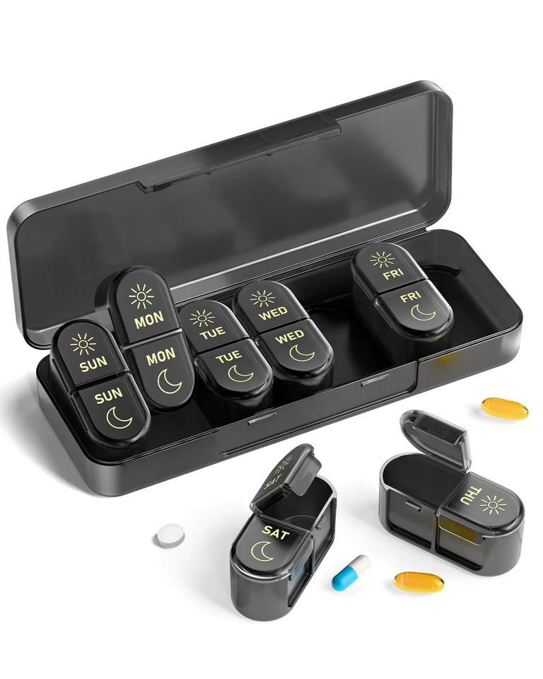 Pill Organizer, Pill Box 7 Day Am & Pm Pill Organizer 7 Days,Weekly Pill Case 2 Times a Day,Medicine Organizer for Travel
