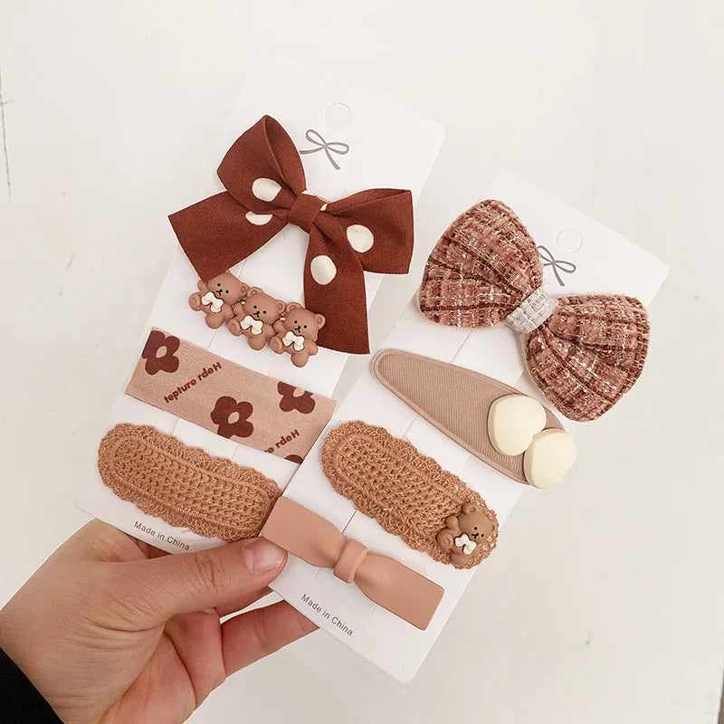 Coffee Warm Color Cute Cartoon Princess Hairpins Children Girls Kid Hair Clips Barrettes Accessories Hairclip Headwear Headdress