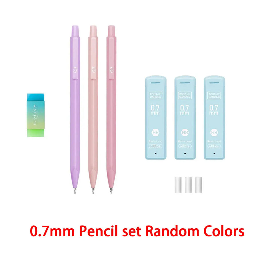 Cute Mechanical Pencil Set 6 Pastel Mechanical Pencils 0.5 0.7mm 120 HB Leads 3 Erasers 9 Eraser Refills Aesthetic School Supply