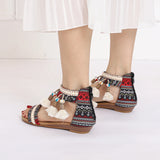 Summer New Women's Sandals Rome Bohemian Flow Su Flat Heel Soft Bottom Comfortable Anti slip Outerwear Tourist Vacation