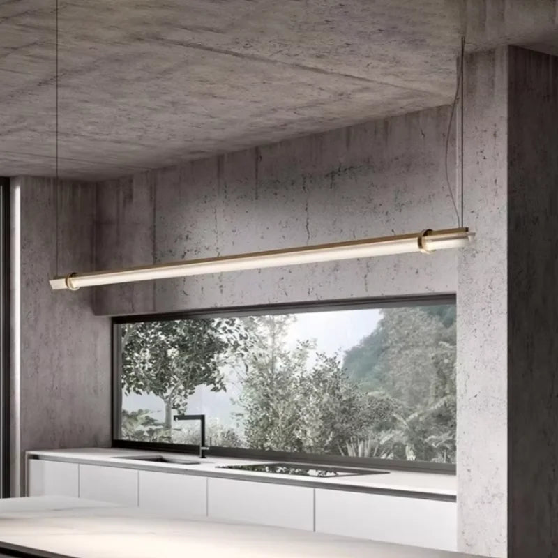 Italian minimalist designer bar restaurant chandelier Nordic minimalist modern all copper restaurant bar lighting