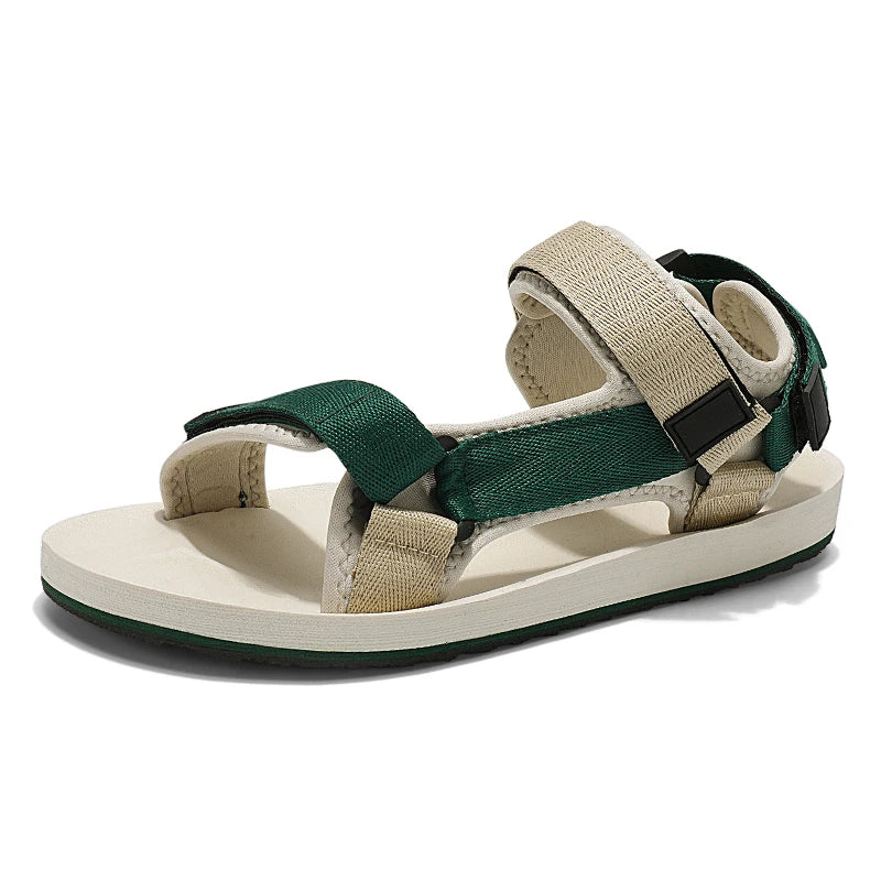 Plus Big Size 50 51 52 Mens Flat Sandals Gladiator Shoes Summer Casual Breathable Romans Sandals Hook&Loop Anti-skid