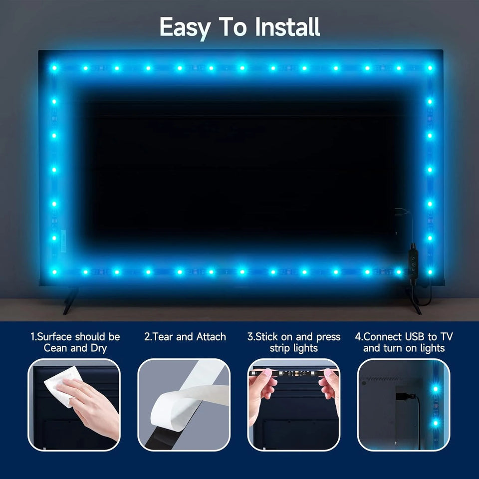 RGB 5050 LED Strip Lights Remote App Control TV Backlight Flexible Ribbon Tape USB 5V Led Light for PC Gaming Room Decoration