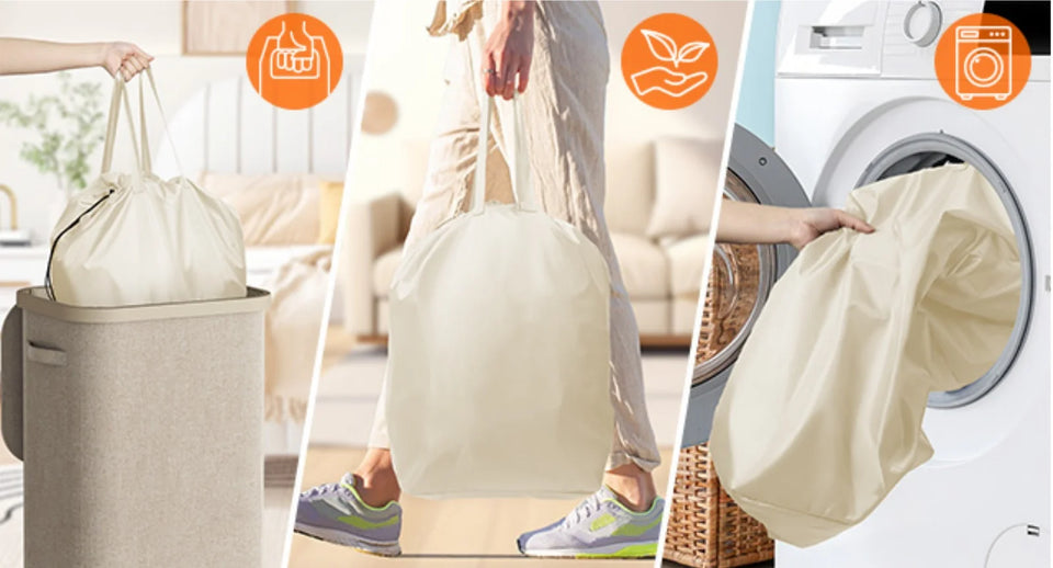 85L Laundry Hamper with Handles Inner Bag Plastic Frame Good Support Large Capacity Dirty Clothes Basket