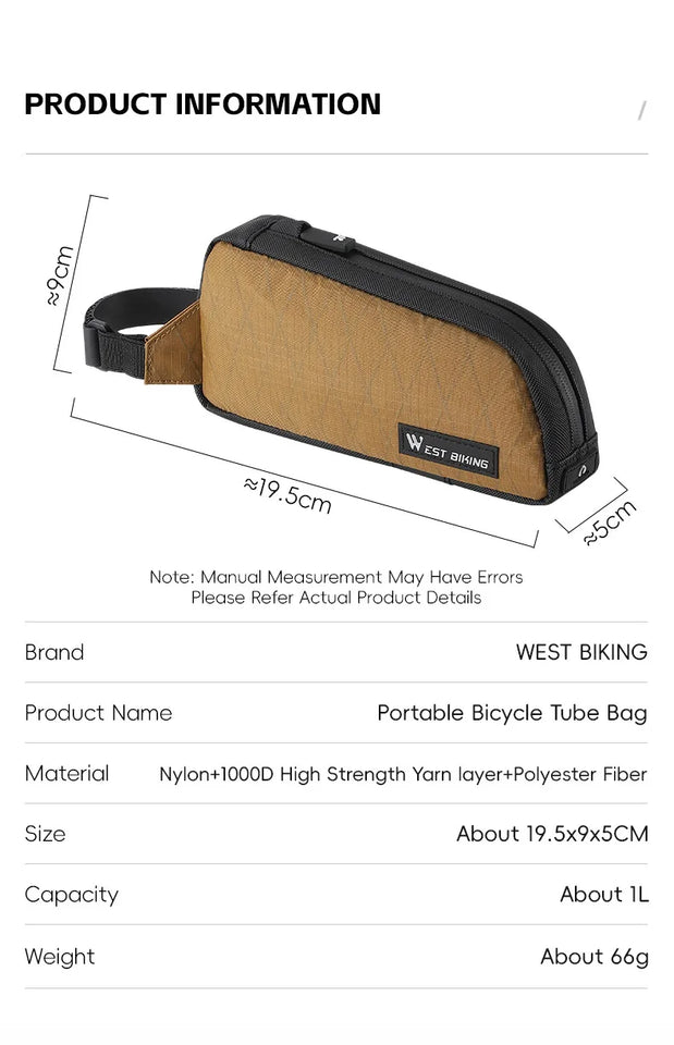 WEST BIKING Bike Bag Ultralight Top Front Tube Frame Triangle Bag Portable Water Repellent MTB Road Bicycle Bag Pannier