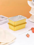 Aluminum Foil Lunch Box Gold Sealed Disposable Takeaway Packaging Commercial Resistant Tin Paper Box With Lid