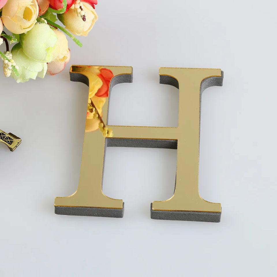 10CM 26 English Letters Wall Sticker 3D Mirror Acrylic Gold Wall Sticker Decals Self-Adhesive Home Party Decor Wall Art Mural