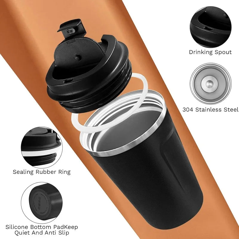  Stainless Steel Coffee Mug Travel Double Leak Proof Car Thermos Cup Tea Coffee Mug Reusable Hot Cold Drinks Insulated Cup