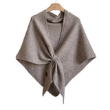 Fashion Solid Color Knitted Shawl Soft Neck Wrap Sweater Shawl Cape Winter Warm Thickened Wool Blended Shawl