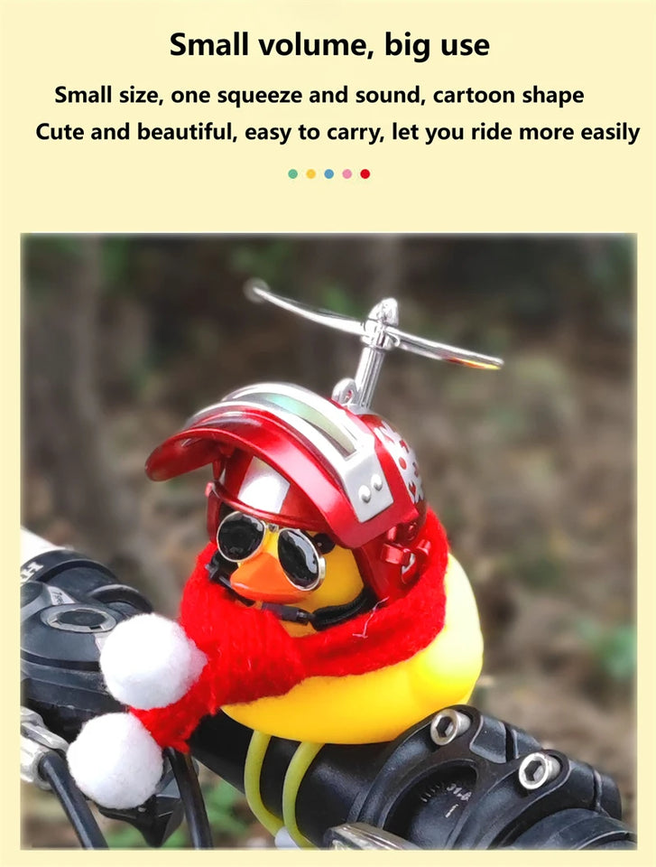 Bicycle Bell Black/Yellow Duck Cartoon Little Ducks Helmet Head Light Shining Duck Bicycle Bells Handlebar Bicycle Accessories