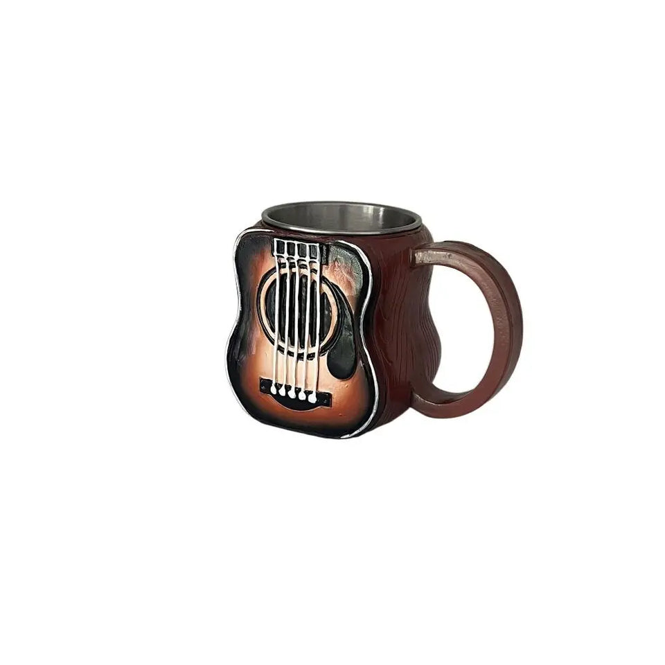 Resin Musical Instrument Coffee Mug Guitar Pattern Handcrafted Coffee Cup Durable Guitar Shaped Coffee Cup for Home Kitchen