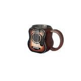 Resin Musical Instrument Coffee Mug Guitar Pattern Handcrafted Coffee Cup Durable Guitar Shaped Coffee Cup for Home Kitchen