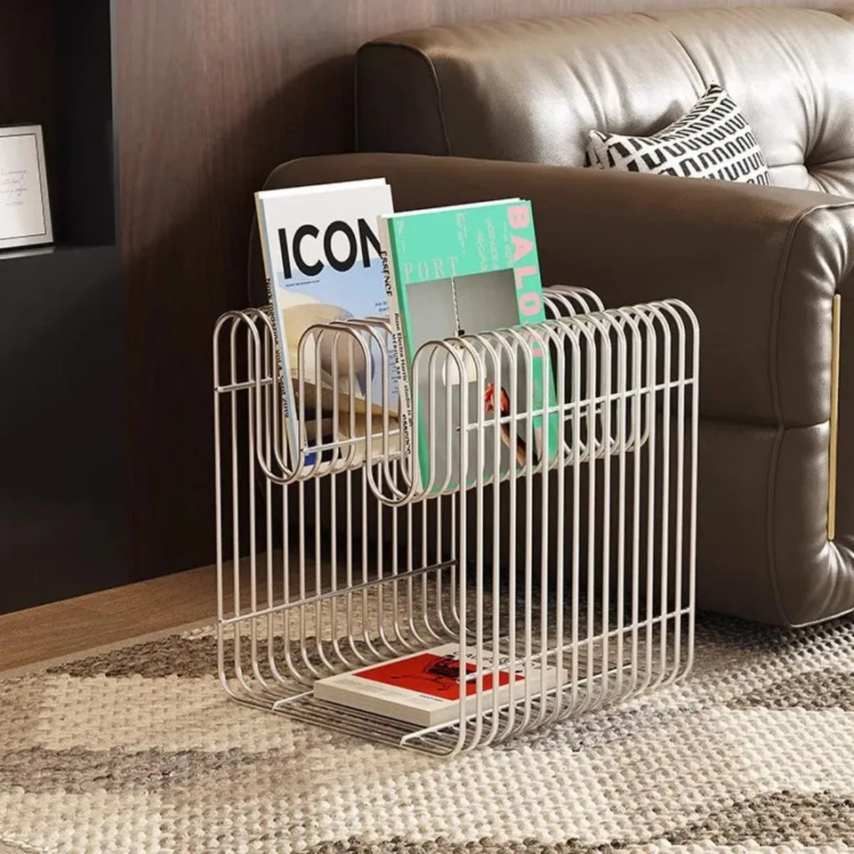 Sleek Modern Metal Shelf - Multi-Functional Wall & Floor Organizer for Coffee Tables, Sofas, and Bedside Storage