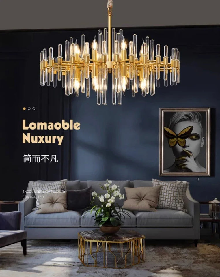 Modern restaurant luxurious smart crystal chandelier Gold round Living room interior decoration salon restaurant chandelier